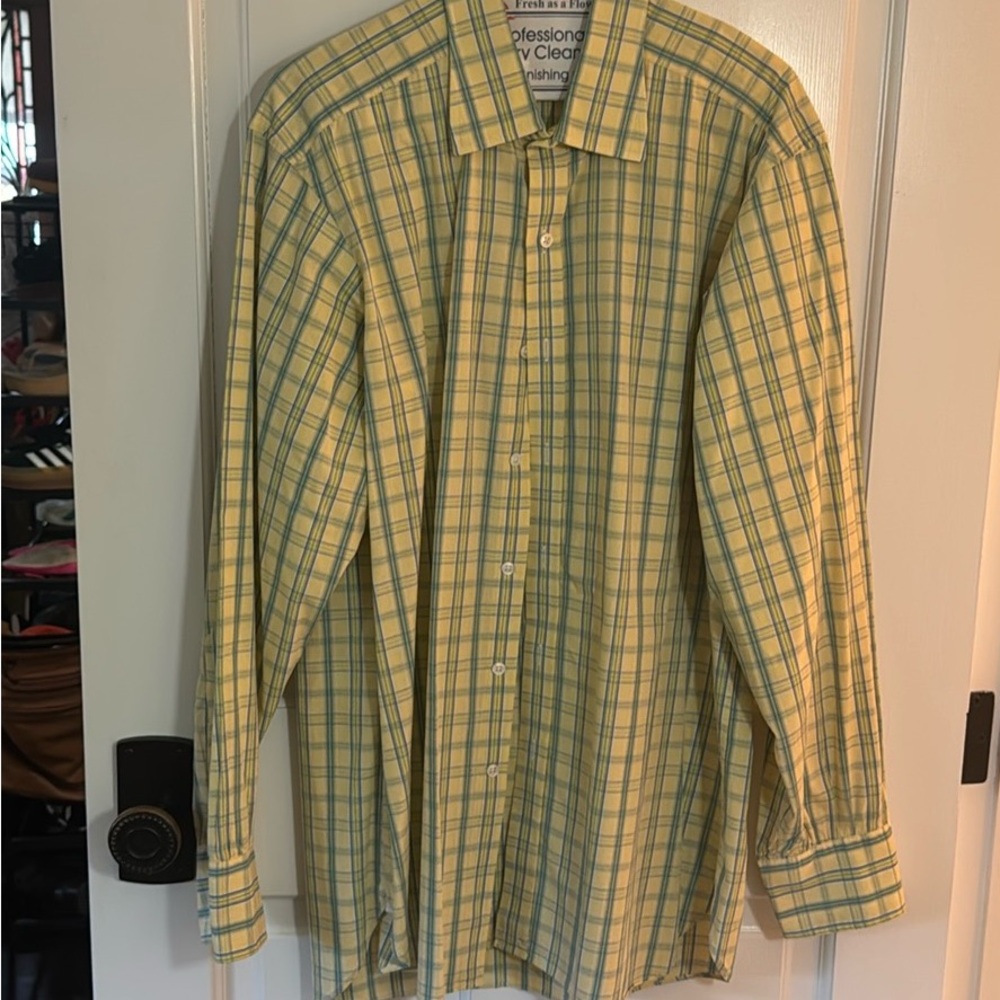 Turnbull & Asser Yellow and Blue Plaid Shirt